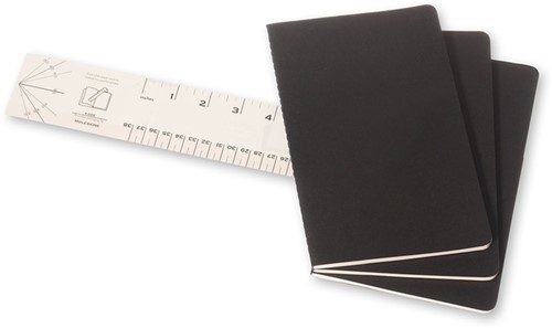 Schrift Moleskine 130x210mm lijn 160 pagina's 70gr zwart set à 3 stuks-2