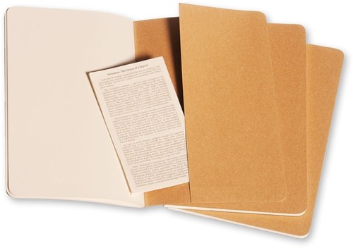 Schrift Moleskine 130x210mm blanco 160 pagina's 70gr kraft set à 3 stuks-1