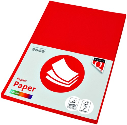 Kopieerpapier Quantore Colour A4 160gr felrood 50vel