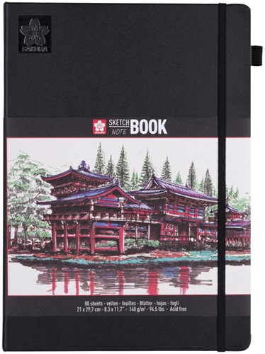 Schetsboek Sakura 80 witte vellen 140gr 210x297mm zwart