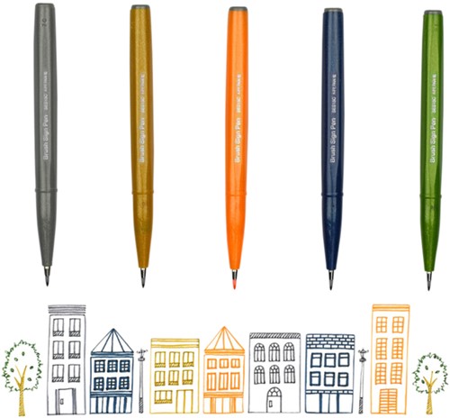 Brushpen Pentel Sign SES15C pastel assorti 12 stuks-3