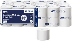 Toiletpapier Tork T7 hulsloos advanced mid-size 2-laags 900vel wit 472199