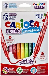 Viltstiften Carioca Birello dubbelpunters set à 12 kleuren