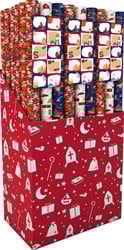 Inpakpapier sint 200x70cm set à 3 rollen + stickervel met 10 etiketten assorti