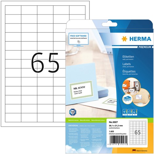 Etiket HERMA 5027 A4 38.1x21.2mm premium wit