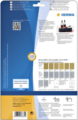 Etiket HERMA flessen 8882 90x120mm A4 glossy wit 40stuks-12