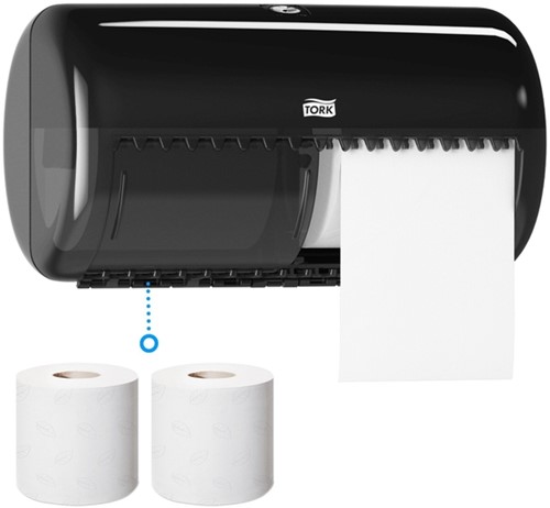 Toiletpapierdispenser Tork T4 Elevation duo zwart 557008-2