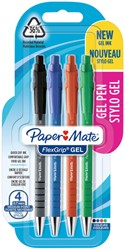 Gelschrijver Paper Mate Flexgrip 0.7mm blister à 4 kleuren