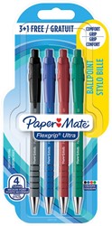 Balpen Paper Mate Flexgrip Ultra medium assorti blister 3+1 gratis