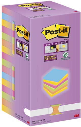 Memoblok Post-it Super Sticky 654 76x76mm color 16 stuks-1