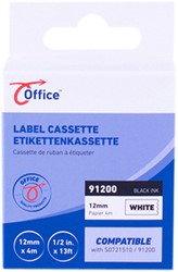 Labeltape office paper zw/wit 12mm x 4m