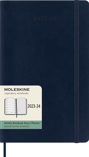 Agenda 2023/2024 Moleskine 18M Planner Weekly 7dag/1pagina large 130x210mm soft cover saffier blauw