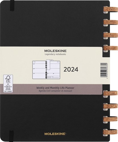 Life planner 2024 Moleskine 7dag/2pagina's extra large190x250mm hard cover ringen black-2