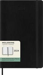 Agenda 2024 Moleskine 12M Planner Weekly 7dag/1pagina large 130x210mm soft cover black