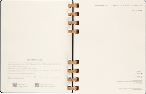 Agenda 2023/2024 Moleskine 12M Academic Planner Weekly 7dag/2pagina's extra large 204x252mm hard cover ringen crush kiwi-8