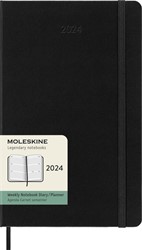 Agenda 2024 Moleskine 12M Planner Weekly 7dag/2pagina's large 130x210mm hard cover black
