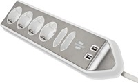 Stekkerdoos Brennenstuhl bureau Estilo 6-voudig incl. 2 USB 200cm wit zilver-2