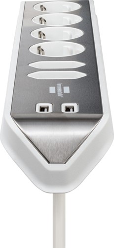 Stekkerdoos Brennenstuhl bureau Estilo 6-voudig incl. 2 USB 200cm wit zilver-3