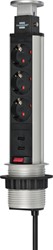 Stekkerdoos Brennenstuhl toren 3-voudig incl. 2 USB 2m zwart zilver