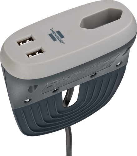 Laadstation Brennenstuhl Sofa 1 eurosocket 2 USB zwart/grijs