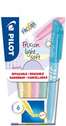 Markeerstift PILOT friXion light soft pastel assorti set à 6 stuks
