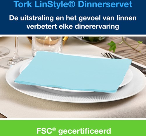 Dinnerservetten Tork LinStyle® 1/4-vouw 1-laags 50st aquablauw 478880-2