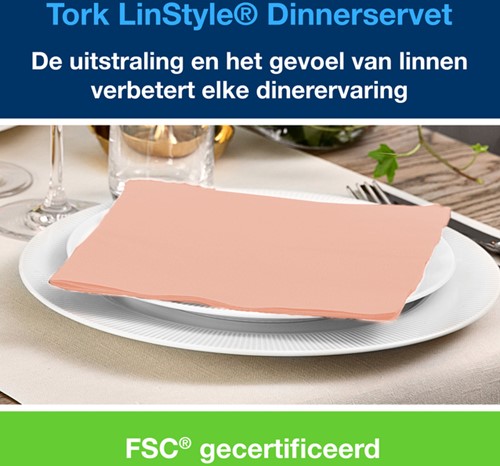 Dinnerservet Tork LinStyle® 1/4-vouw 1-laags 50st koraalrood-2