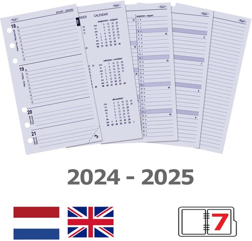 Organizer Kalpa Personal inclusief agenda 2024-2025 7dagen/2pagina's croco rood-1
