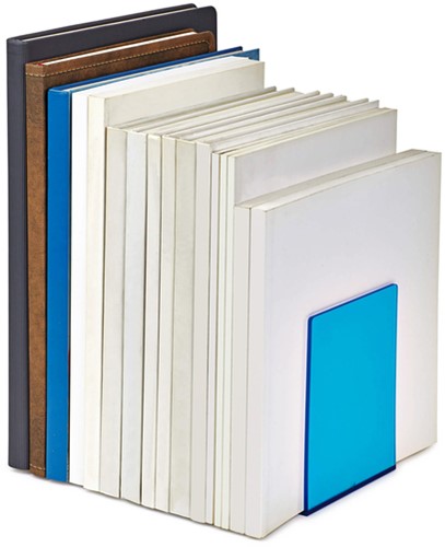 Boekensteun MAUL 10x10x13cm acryl set 2 neon blauw transparant-1