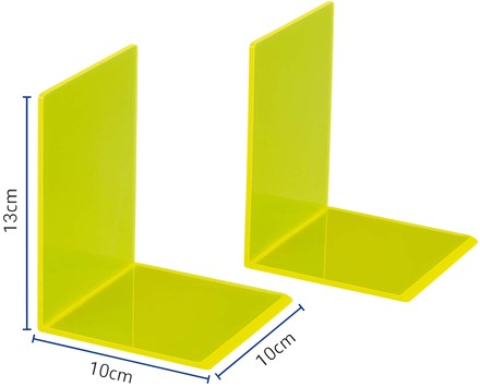 Boekensteun MAUL 10x10x13cm acryl set 2 neon geel transparant-2