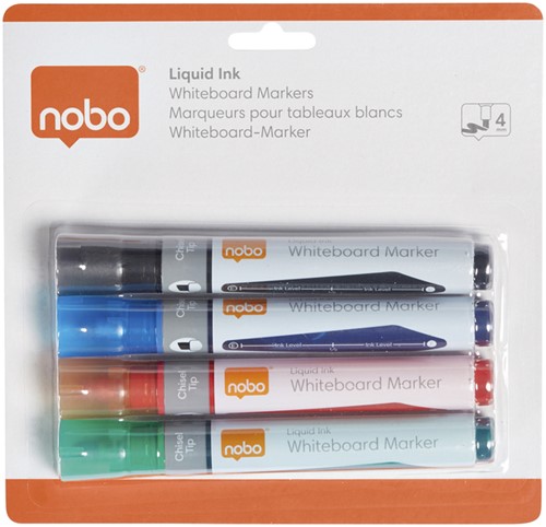 Viltstift Nobo whiteboard Liquid ink schuin assorti 4mm 4st-2