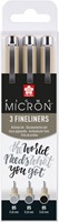 Fineliner Sakura Pigma Micron 05 set zwart & grijs 3 maten