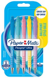 Balpen Paper Mate Flexgrip drukknop pastel schrijfkleur blauw