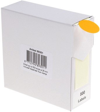 Etiket Rillprint 25mm 500st op rol fluor oranje-2