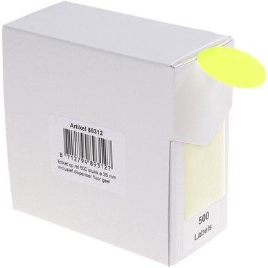Etiket Rillprint 35mm 500st op rol fluor geel-2
