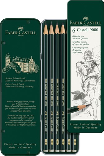 Potlood Faber-Castell Jumbo 9000 6 hardheden in blik-2