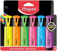 Markeerstift Maped set à 6 standaard kleuren