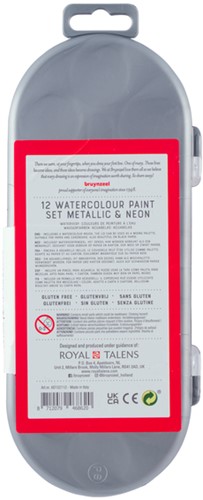 Waterverf Bruynzeel inclusief penseel set á 12 metallic- en neonkleuren-2
