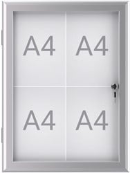 Buiten- binnenvitrine wand MAULexcite whiteboard 4xA4 met slot