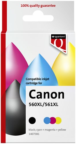 Inktcartridge Quantore alternatief tbv Canon PG560XL CL561XL 2pack zwart + kleuren
