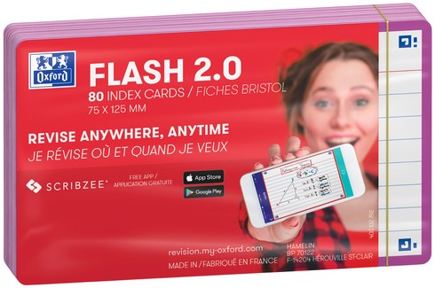 Flashcard Oxford 2.0 75x125mm A7 80vel 250gr lijn lila-2