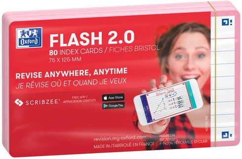 Flashcard Oxford 2.0 75x125mm 80vel 250gr lijn roze-2