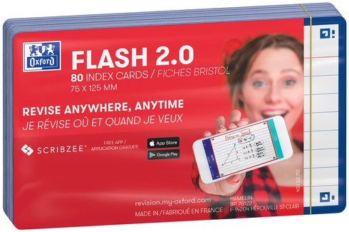 Flashcard Oxford 2.0 75x125mm 80vel 250gr lijn blauw-2