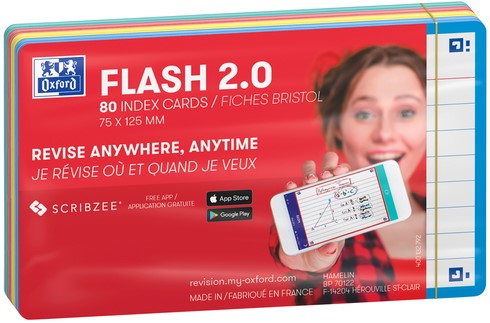 Flashcard Oxford 2.0 75x125mm 80vel 250gr lijn assorti-4