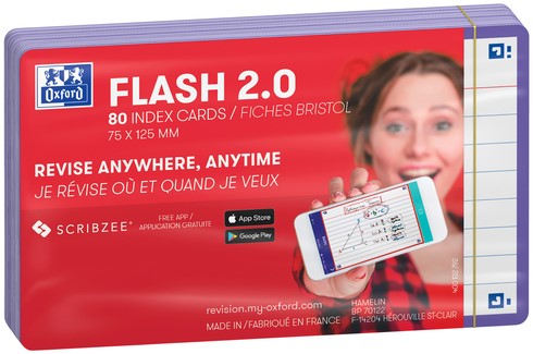 Flashcard Oxford 2.0 75x125mm 80vel 250gr lijn paars-2