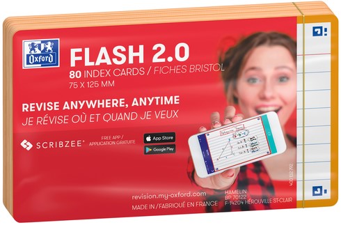 Flashcard Oxford 2.0 75x125mm 80 vel 250gr lijn oranje-2