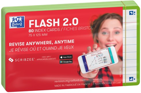 Flashcard Oxford 2.0 75x125mm 80vel 250gr lijn groen-2