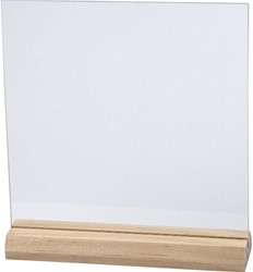 Glasplaat Creativ Company 15.5cmx15.5cm met houten voet