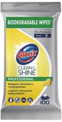 Reinigingsdoek Pro Formula Glorix Clean en Shine Biologisch afbreekbaar 100 doekjes