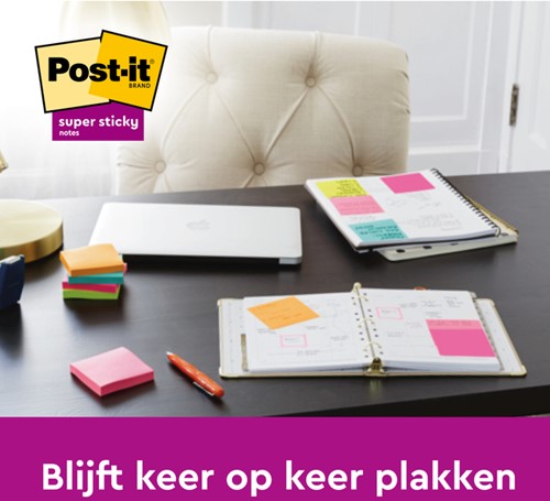 Memoblok Post-it 655 Super Sticky 76x127mm neon geel 12 stuks-3